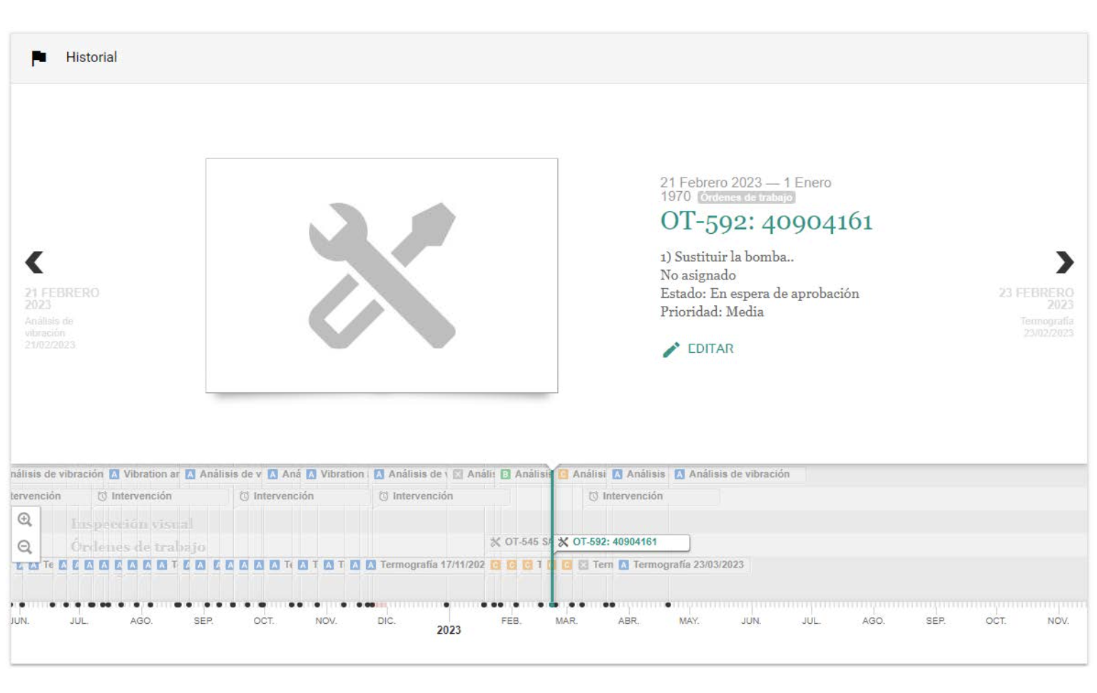 ​Figure 6: Historical reports and work orders for an asset.