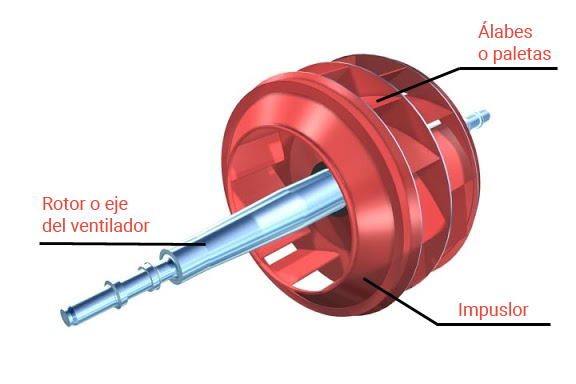 Figura 3: Impulsor de un ventilador centrífugo.