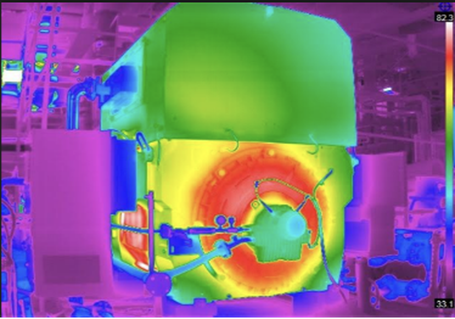 Cooling fan installation error in the rotor of a motor. Reference: Thermographer Level II Nolbys Espinosa Mazon, Power Plant, (Mariel).