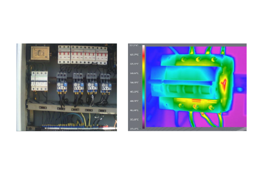 Failure of a circuit breaker. Reference: Thermograph Level II, Nelson López.