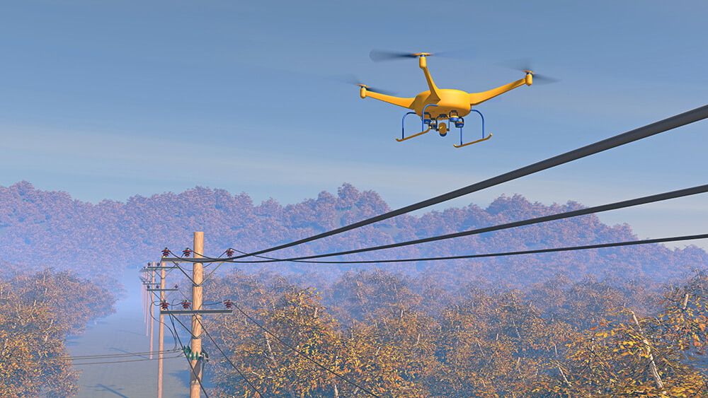 Figure 8: Visual inspection of medium voltage lines by drone. Source: Flyability.