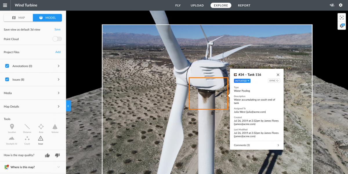 Figura 11: Software para procesar imágenes de aerogenerador tomadas por un dron. Fuente: VentureBeat.