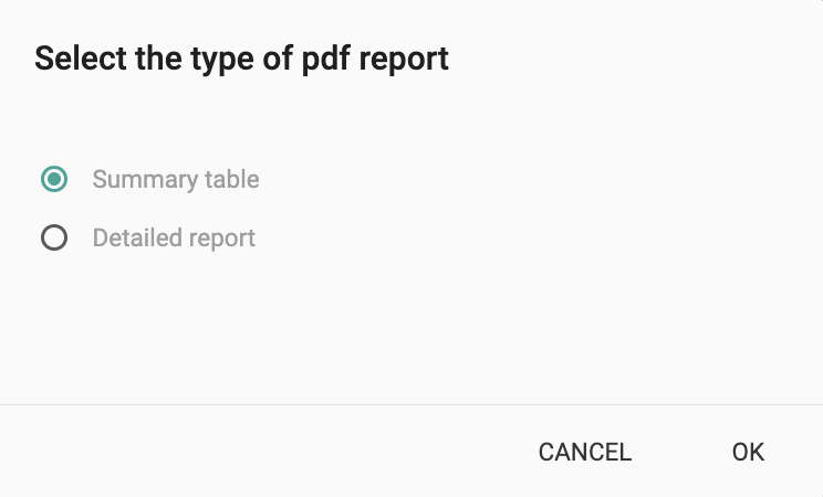 Figure 4: Types of report PDF printing.