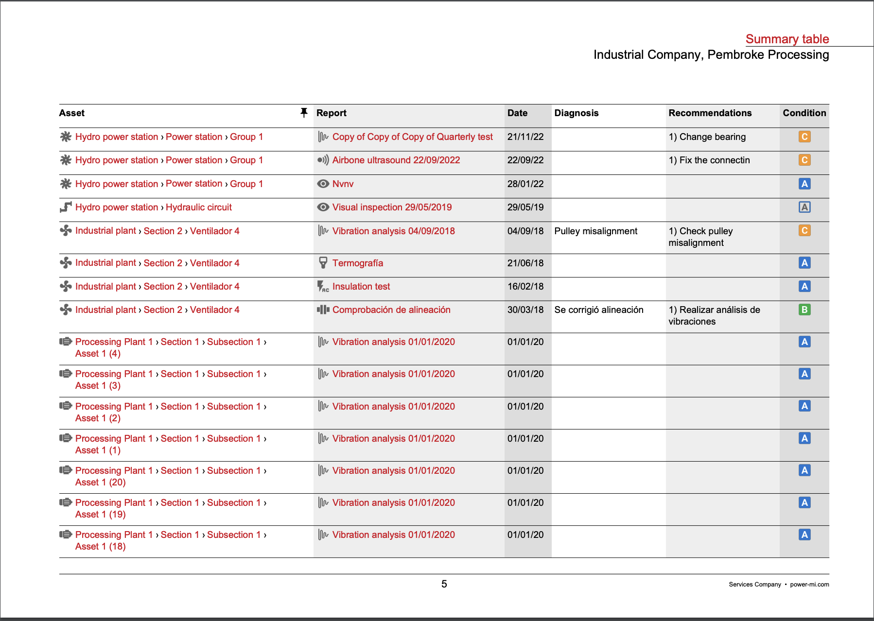 Figure 5: Summary table report PDF printing.