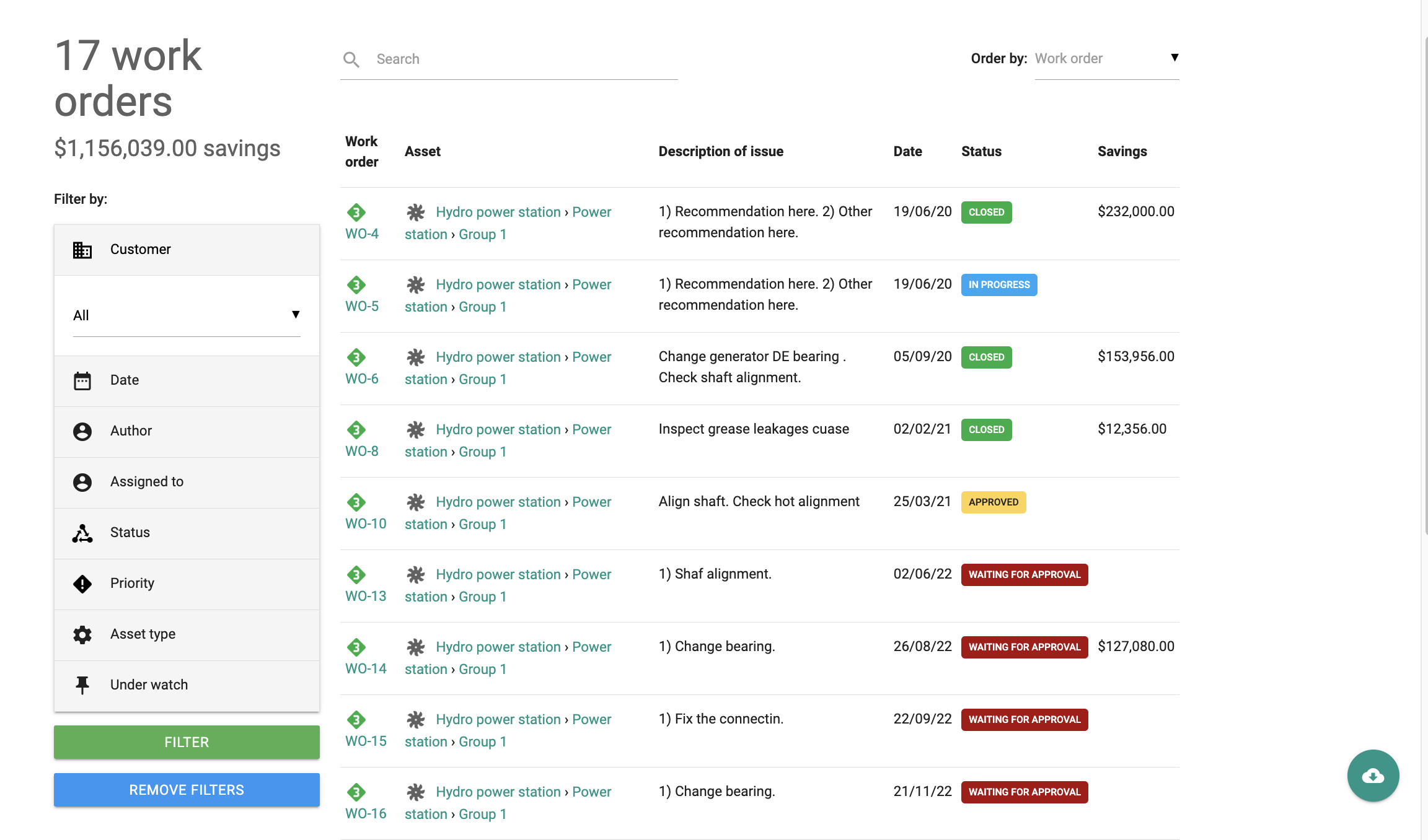 Figure 4: Power-MI work orders exploration.