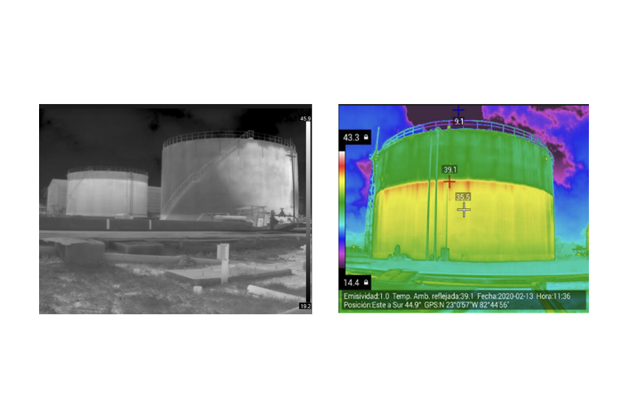 Filling level in tanks. Reference: Thermographer Level II Nolbys Espinosa Mazon, Power Plant, (Mariel).