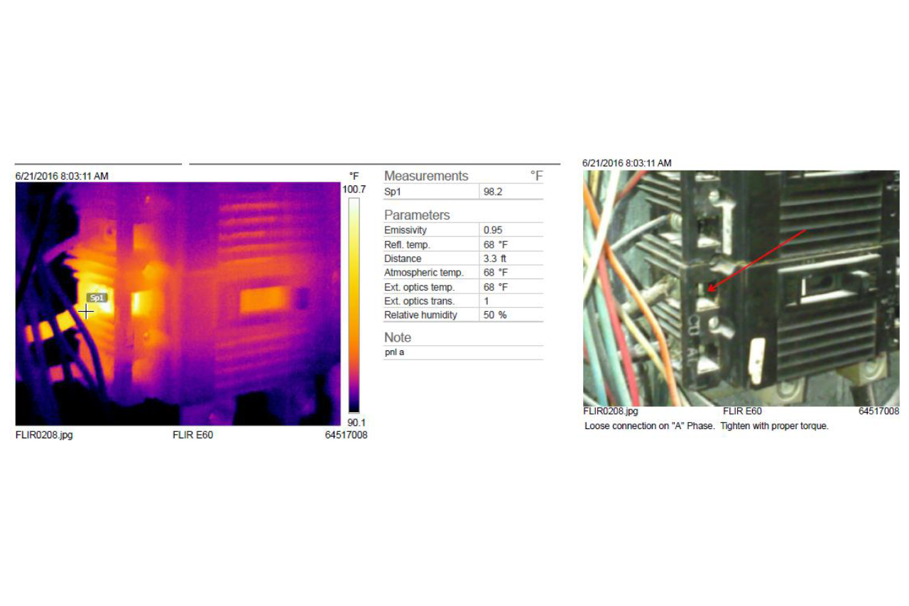 Arcing caused by losse connection. Source: B&B Electric Inc.