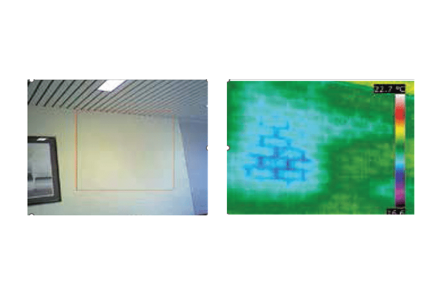 Wall with lack of insulation Reference: https://www.construnario.com/notiweb/44160/altas-temperaturas-de-proceso-altisima-calidad-de-produccion/#Moisture Detection and Leaks.